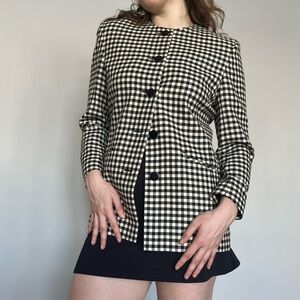 Vintage Viyella Black and White Checkered Blazer